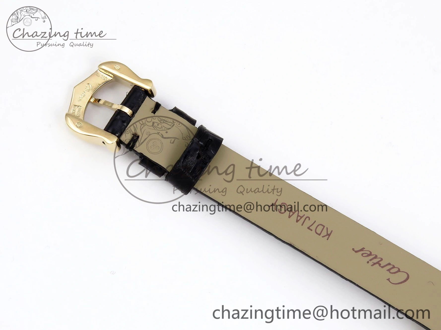 Popular Baignoire De Cartier YG DRF 1:1 Best Edition Silver Dial on Black Leather Strap Swiss Quartz 5963