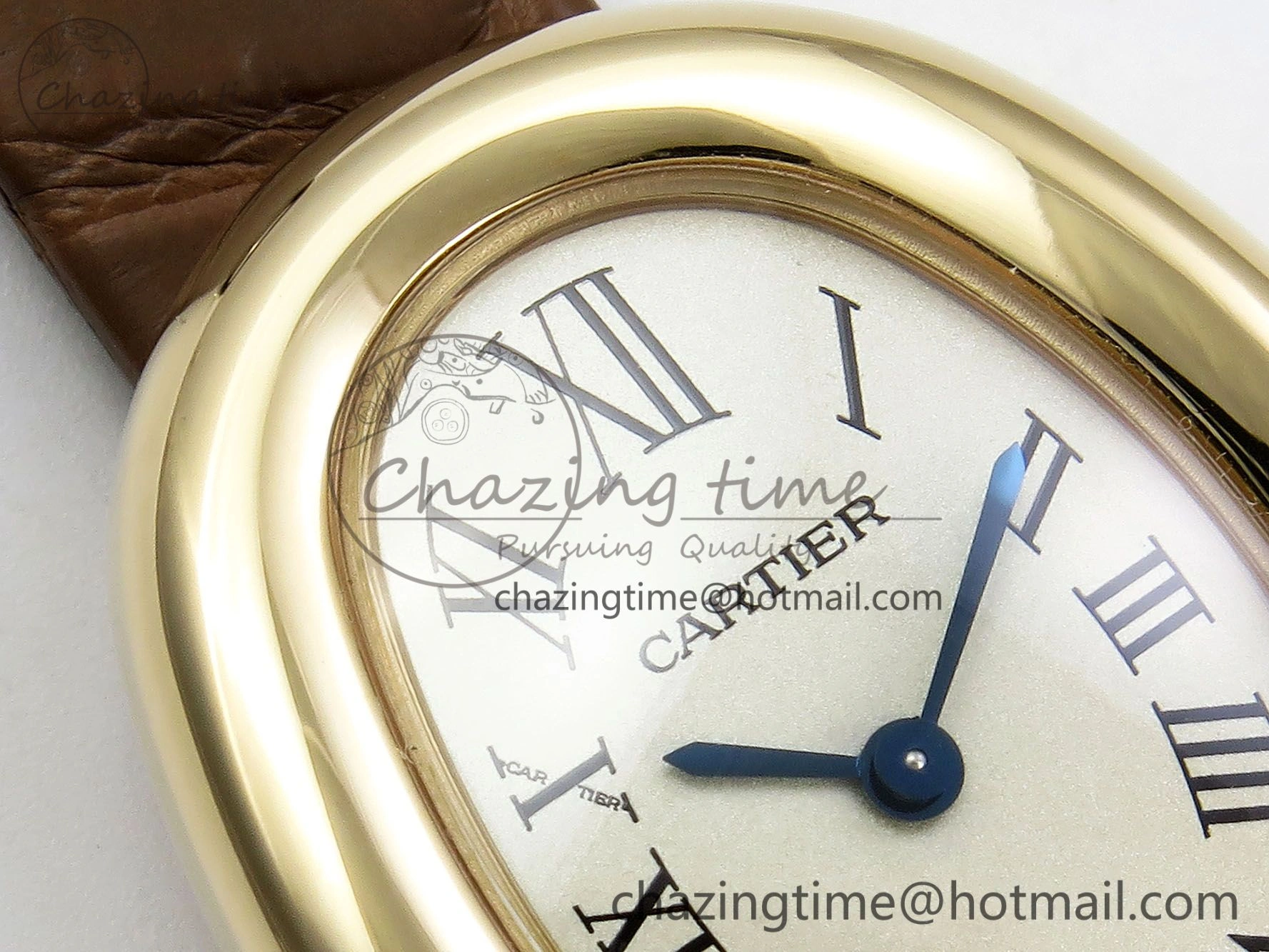 Baignoire De Cartier YG DRF 1:1 Best Edition Silver Dial on Brown Leather Strap Swiss Quartz Durable 5960