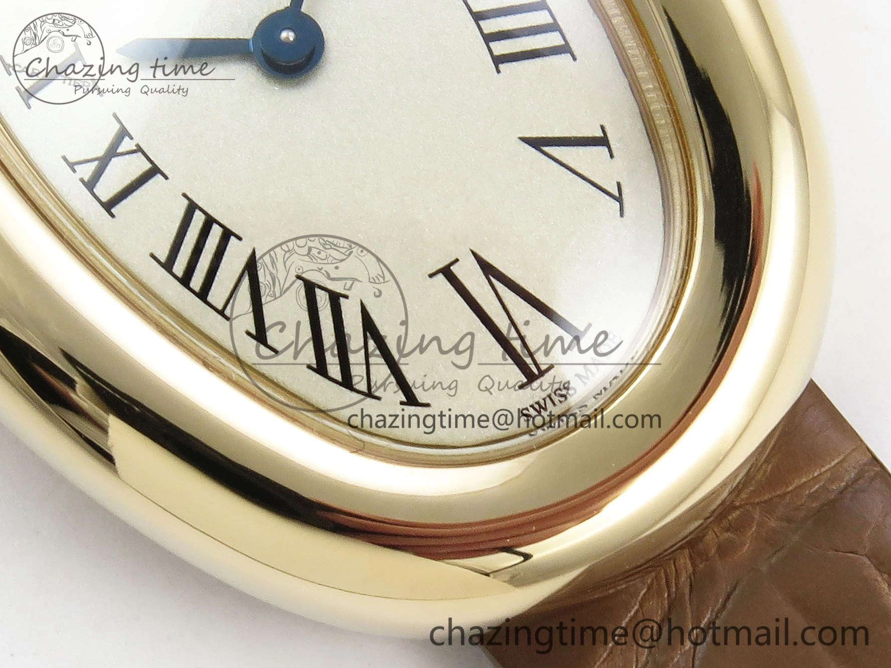 Baignoire De Cartier YG DRF 1:1 Best Edition Silver Dial on Brown Leather Strap Swiss Quartz Durable 5960