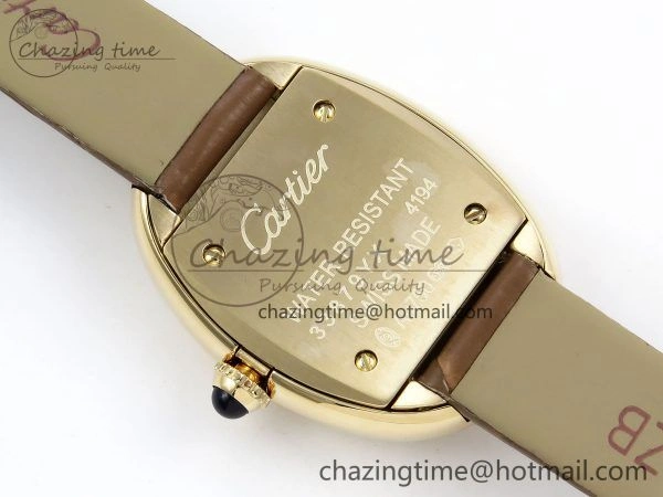 Baignoire De Cartier YG DRF 1:1 Best Edition Silver Dial on Brown Leather Strap Swiss Quartz Durable 5960
