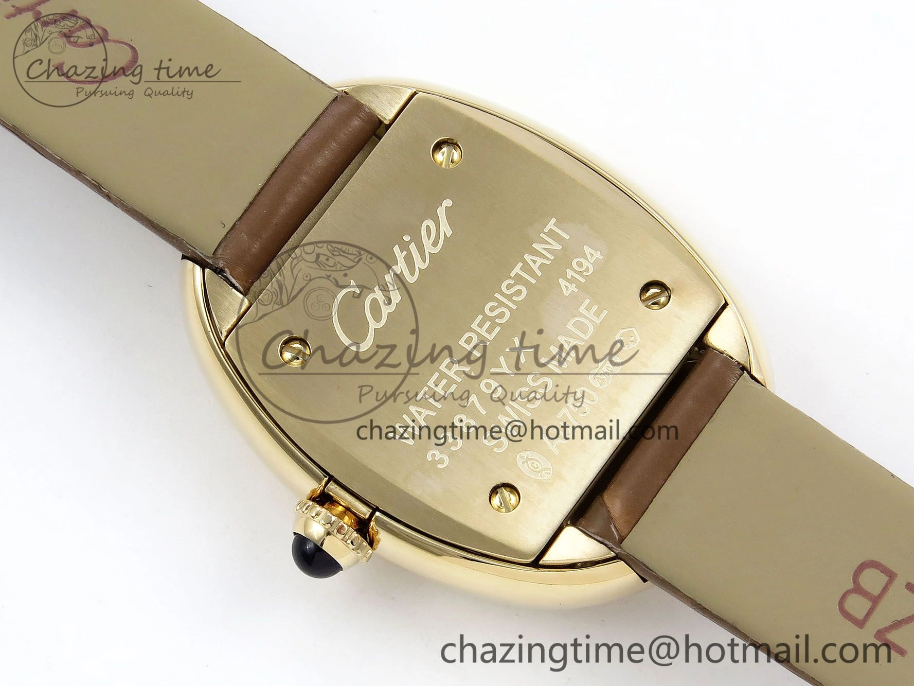 Baignoire De Cartier YG DRF 1:1 Best Edition Silver Dial on Brown Leather Strap Swiss Quartz Durable 5960