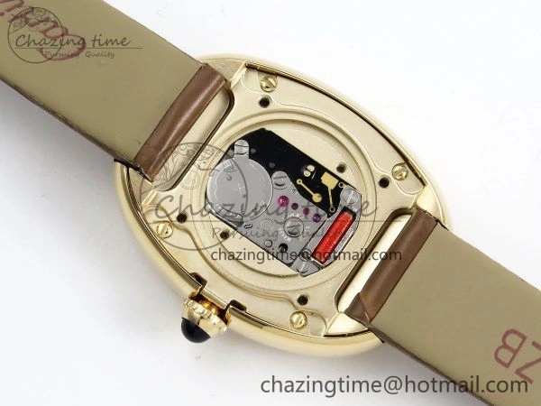 Baignoire De Cartier YG DRF 1:1 Best Edition Silver Dial on Brown Leather Strap Swiss Quartz Durable 5960
