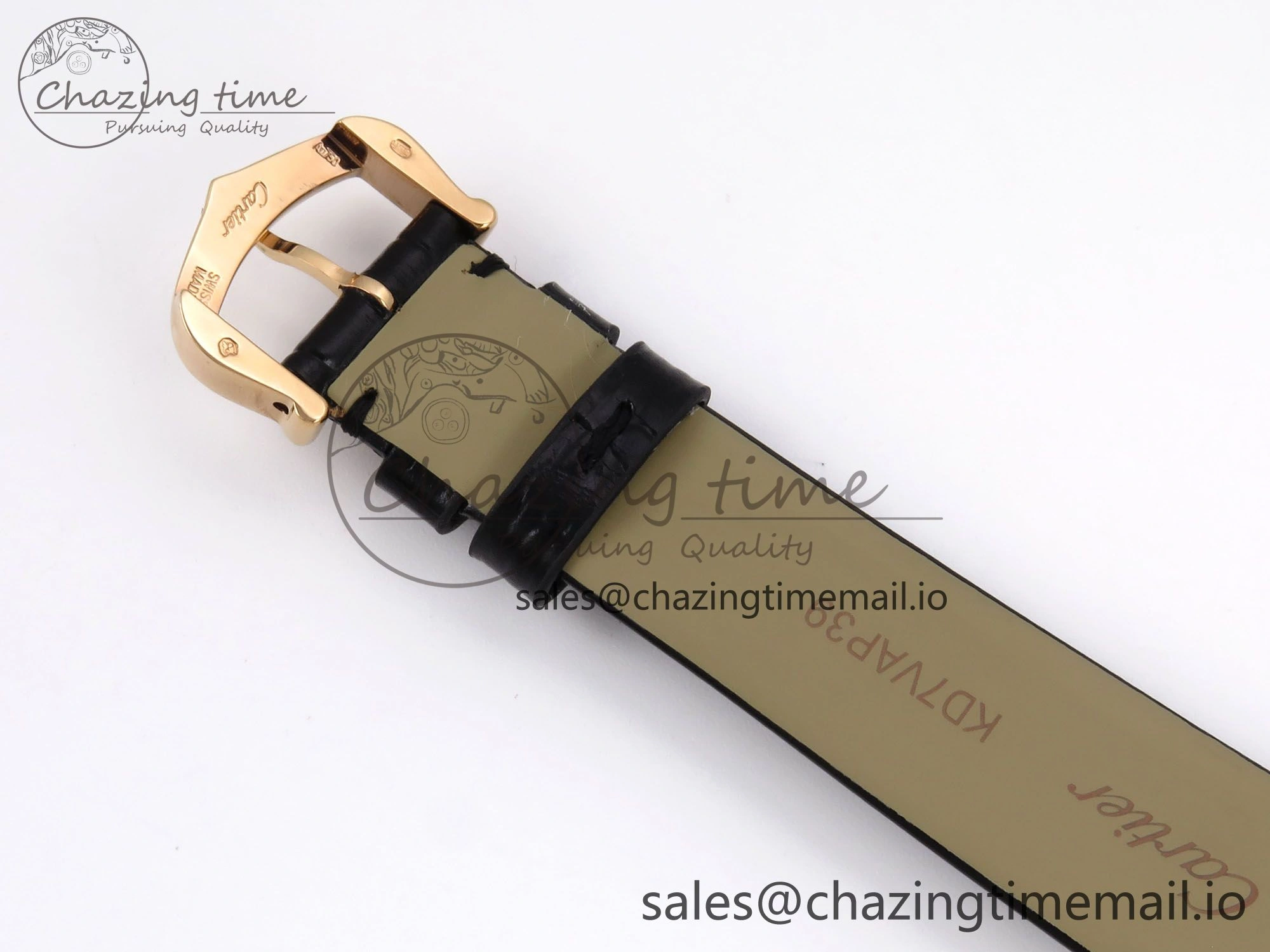Vibrant Ballon Blanc De Cartier 30mm RG AF 1:1 Best Edition Silvered Dial on Black Leather Strap Ronda Quartz 5853