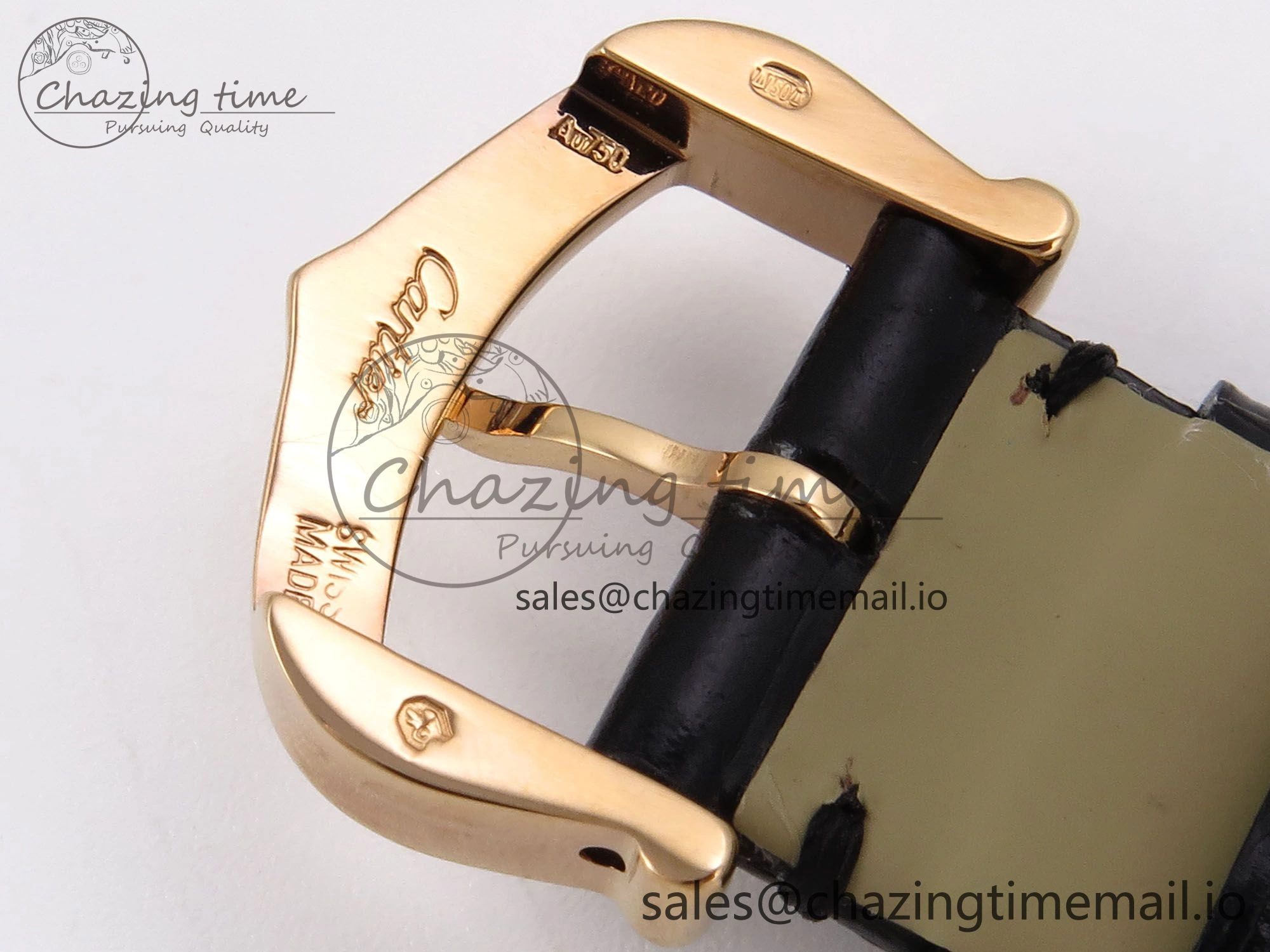 Vibrant Ballon Blanc De Cartier 30mm RG AF 1:1 Best Edition Silvered Dial on Black Leather Strap Ronda Quartz 5853