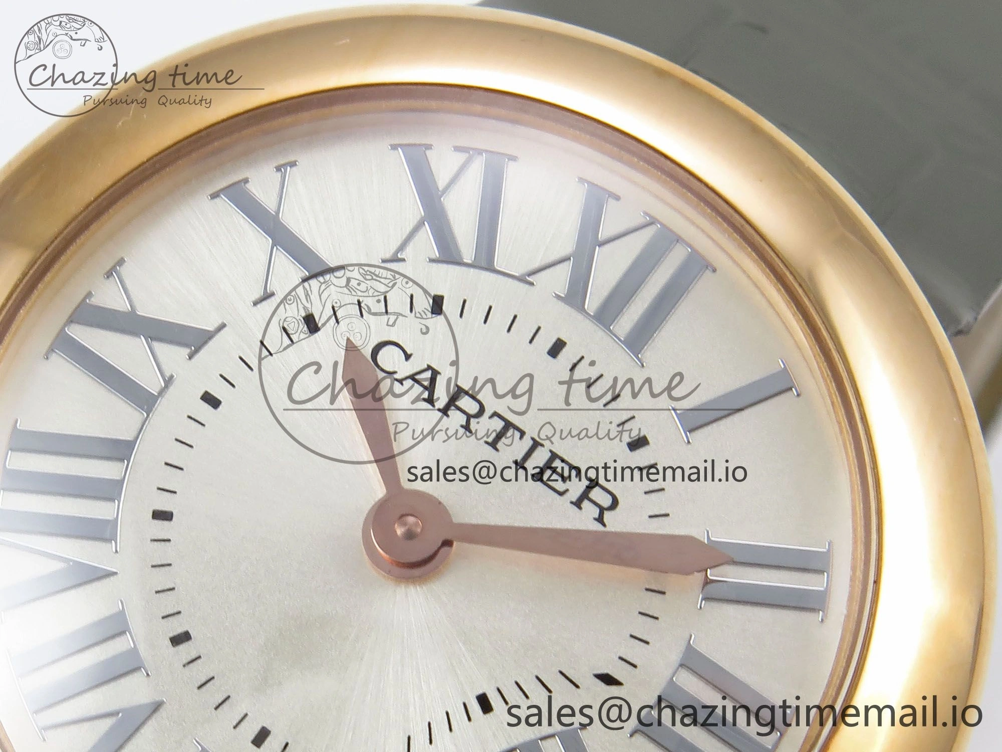 Ballon Blanc De Cartier 30mm RG AF 1:1 Best Edition Silvered Dial on Green Leather Strap Ronda Quartz Bold 5858