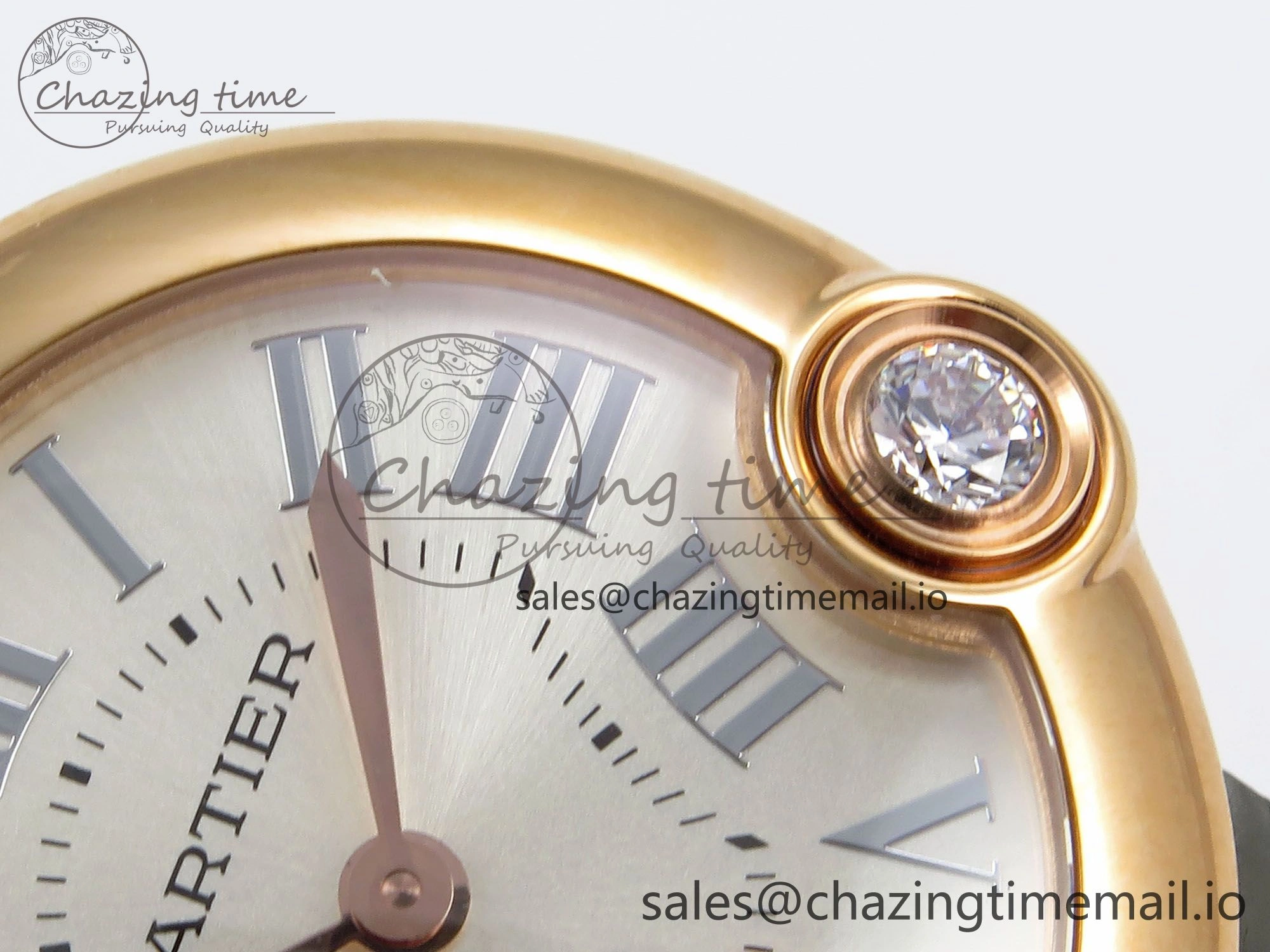 Ballon Blanc De Cartier 30mm RG AF 1:1 Best Edition Silvered Dial on Green Leather Strap Ronda Quartz Bold 5858