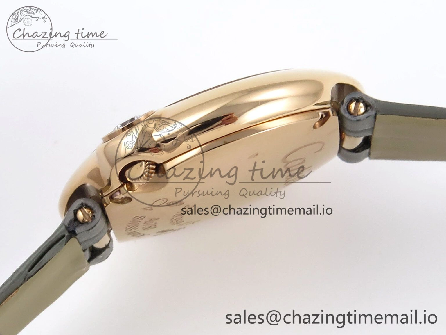 Ballon Blanc De Cartier 30mm RG AF 1:1 Best Edition Silvered Dial on Green Leather Strap Ronda Quartz Bold 5858