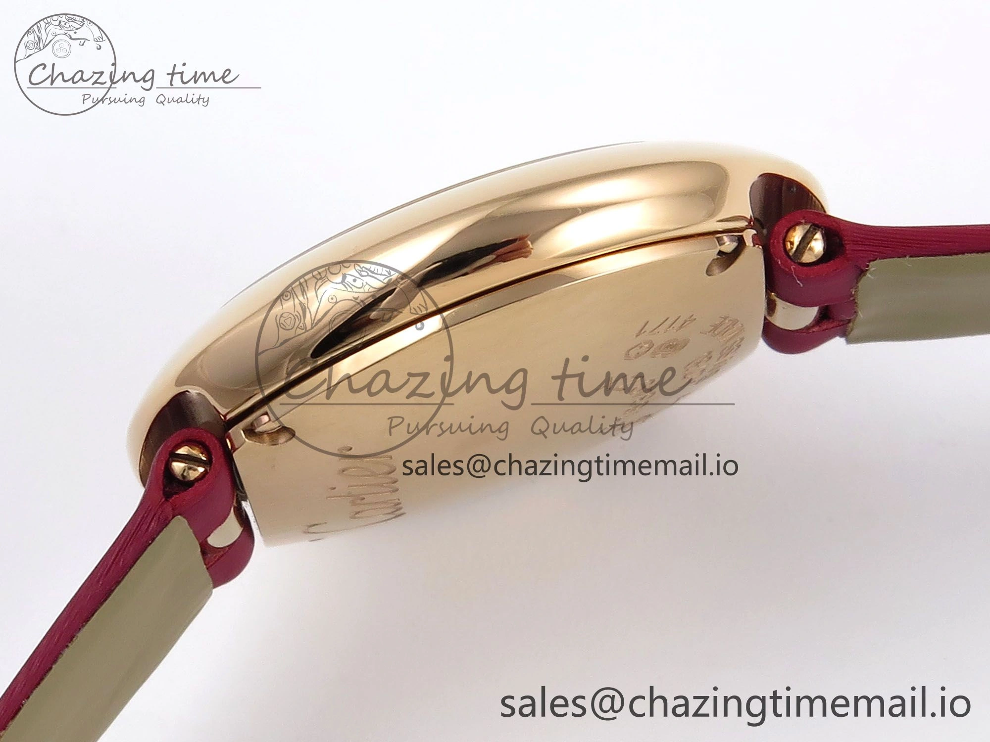 Ballon Blanc De Cartier 30mm RG AF 1:1 Best Edition Silvered Dial on Red Fabric Strap Ronda Quartz Effortless 5859