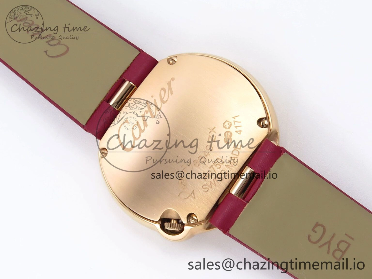 Ballon Blanc De Cartier 30mm RG AF 1:1 Best Edition Silvered Dial on Red Fabric Strap Ronda Quartz Effortless 5859