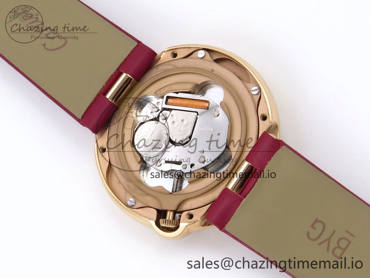 Ballon Blanc De Cartier 30mm RG AF 1:1 Best Edition Silvered Dial on Red Fabric Strap Ronda Quartz Effortless 5859