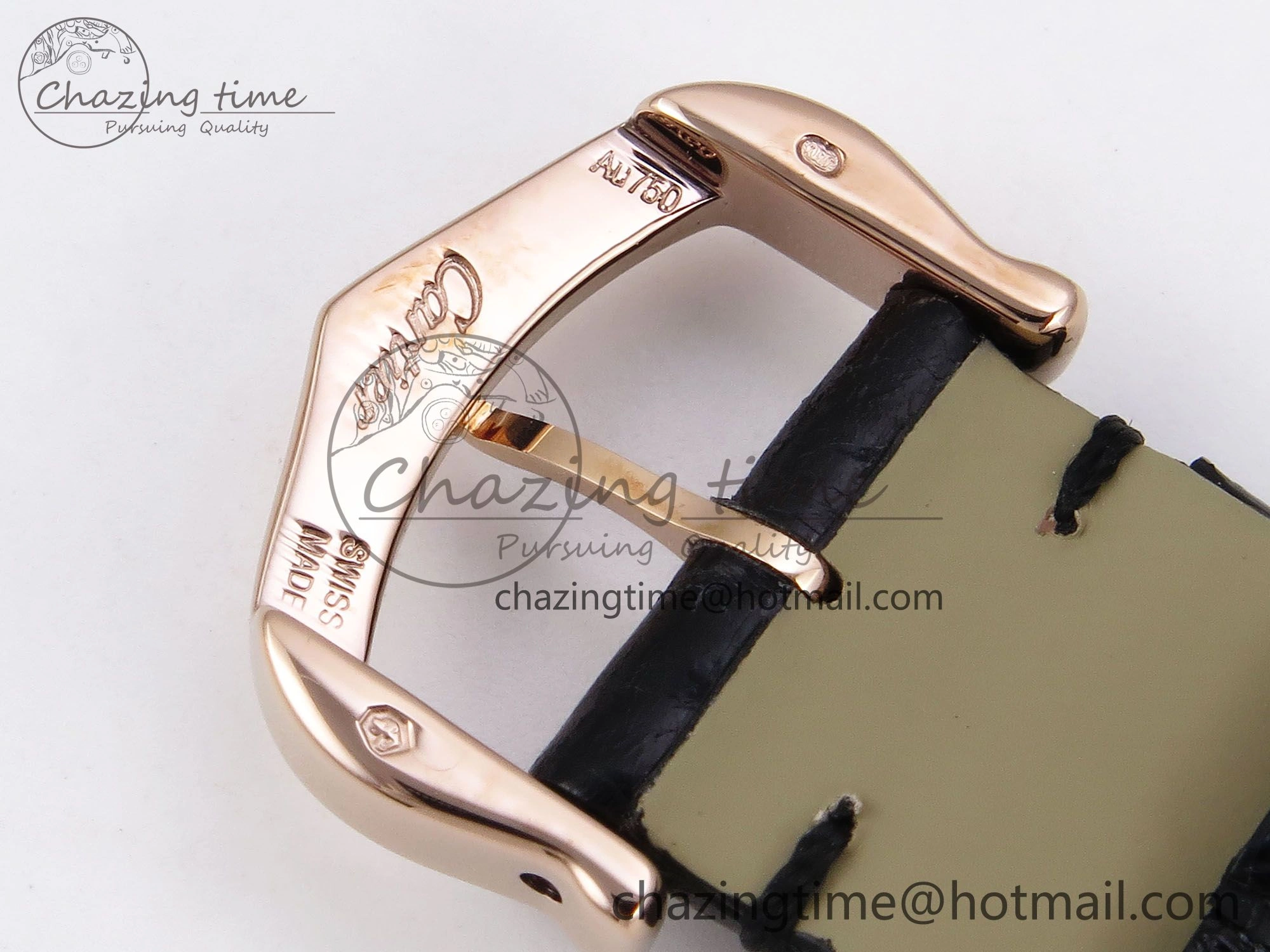 Youthful Ballon Blanc De Cartier 30mm RG DRF 1:1 Best Edition Silvered Texture Dial Diamonds Bezel on Black Leather Strap Ronda Quartz 5968