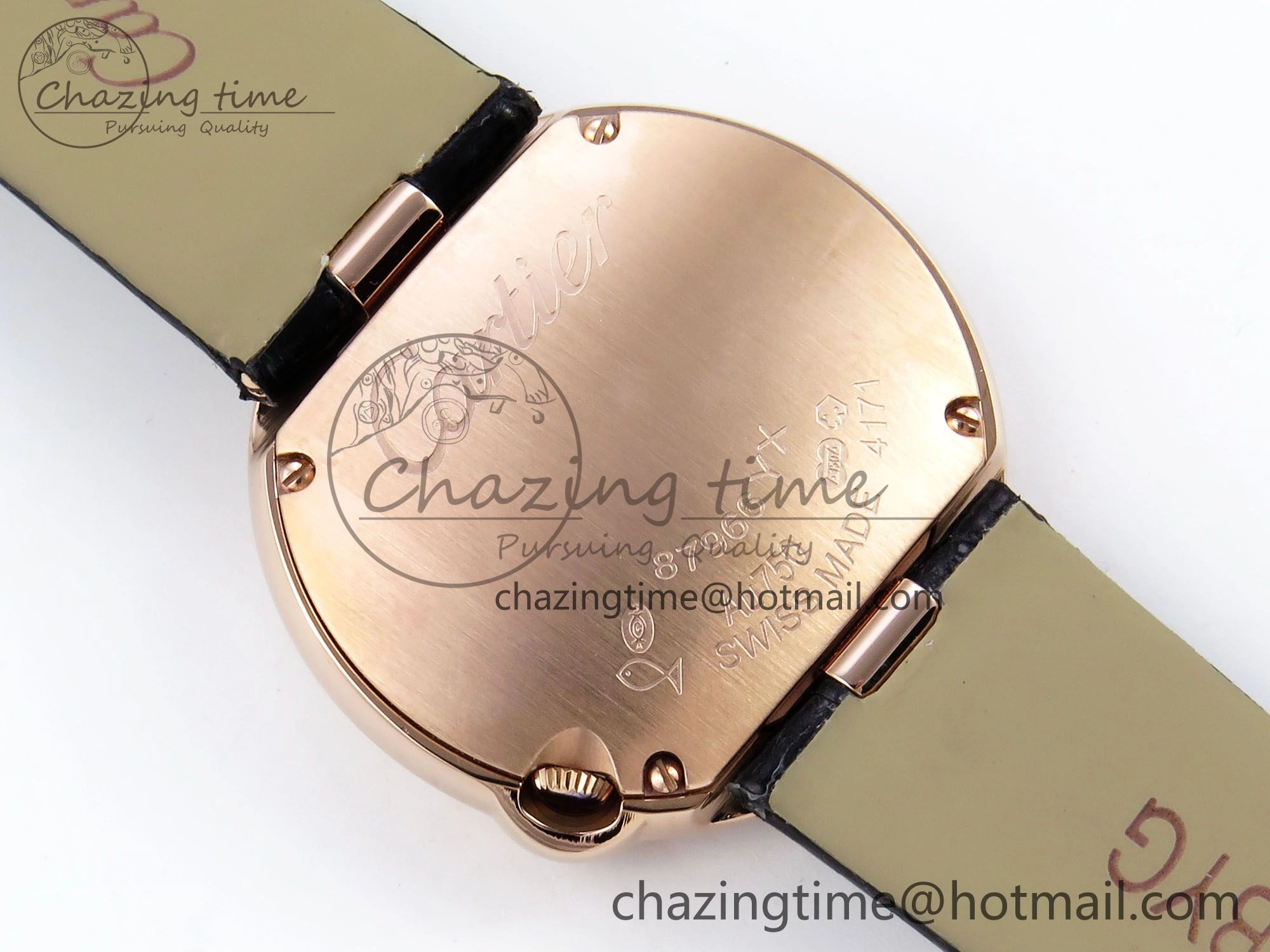 Ballon Blanc De Cartier 30mm RG DRF 1:1 Best Edition Silvered Texture Dial on Black Leather Strap Ronda Quartz Comfortable 5967