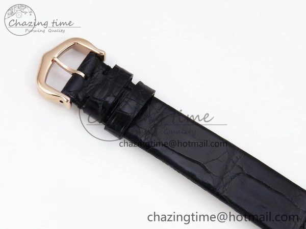 Ballon Blanc De Cartier 30mm RG DRF 1:1 Best Edition Silvered Texture Dial on Black Leather Strap Ronda Quartz Comfortable 5967