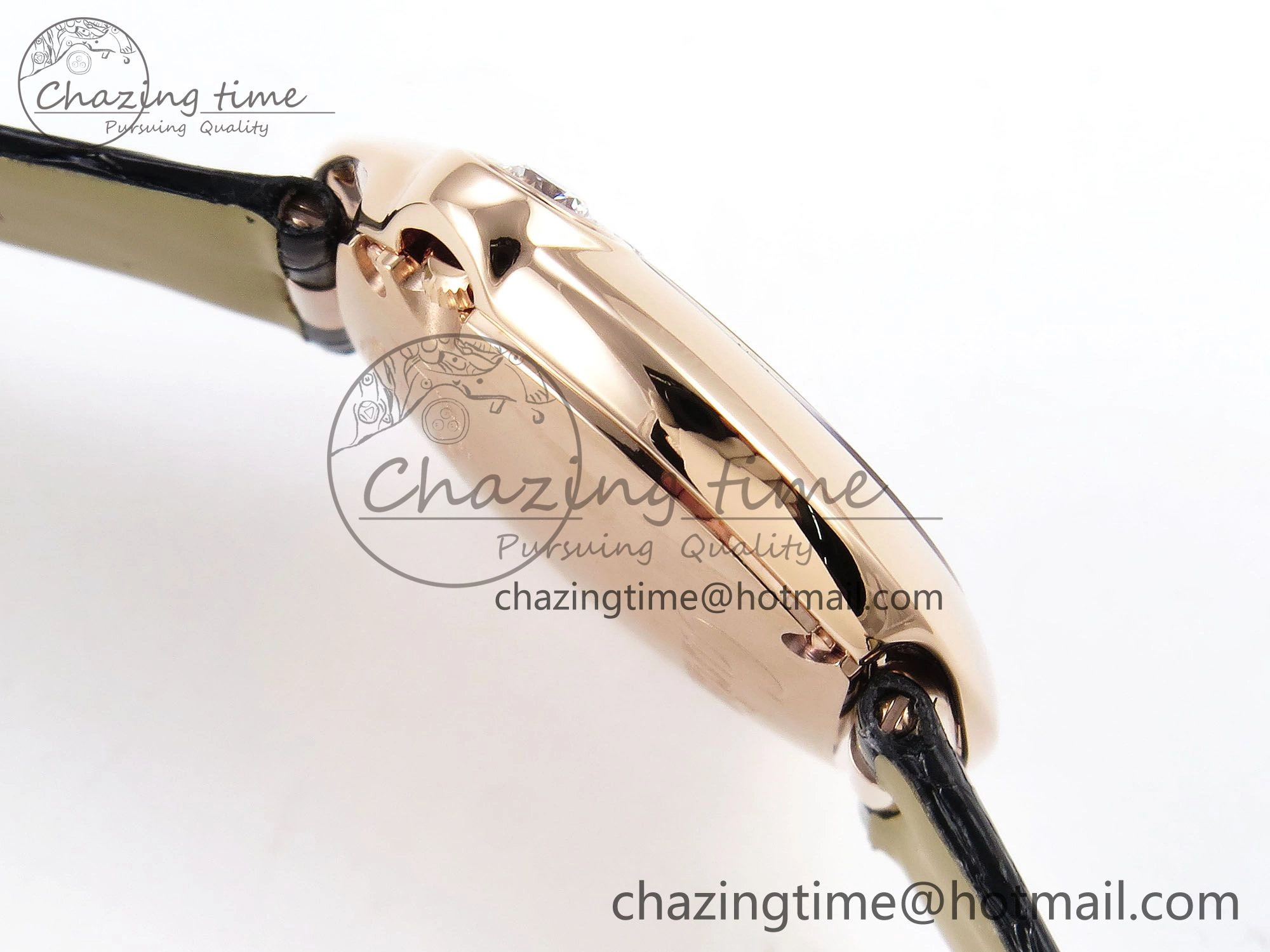Ballon Blanc De Cartier 30mm RG DRF 1:1 Best Edition Silvered Texture Dial on Black Leather Strap Ronda Quartz Comfortable 5967