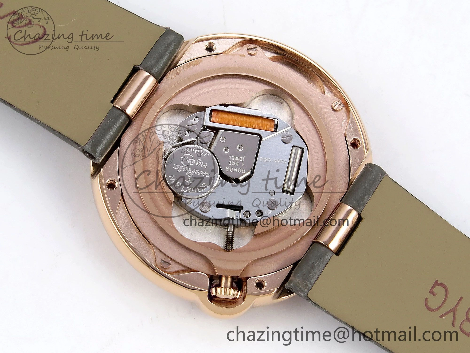 Ballon Blanc De Cartier 30mm RG DRF 1:1 Best Edition Silvered Texture Dial on Green Leather Strap Ronda Quartz NewStyle 5965