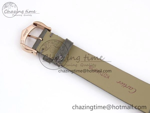 Ballon Blanc De Cartier 30mm RG DRF 1:1 Best Edition Silvered Texture Dial on Green Leather Strap Ronda Quartz NewStyle 5965