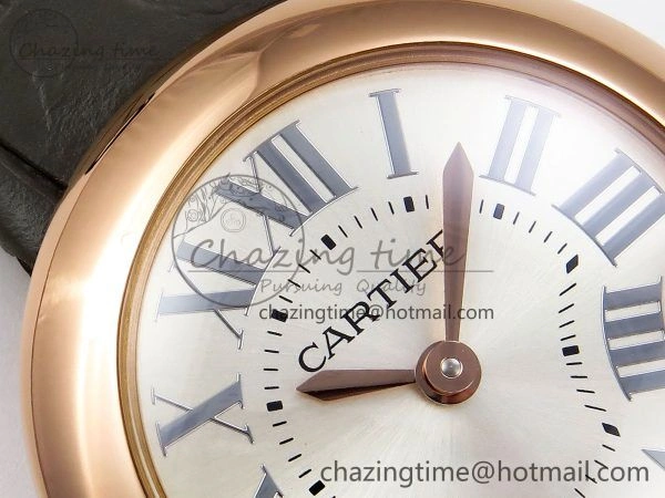 Ballon Blanc De Cartier 30mm RG DRF 1:1 Best Edition Silvered Texture Dial on Green Leather Strap Ronda Quartz NewStyle 5965