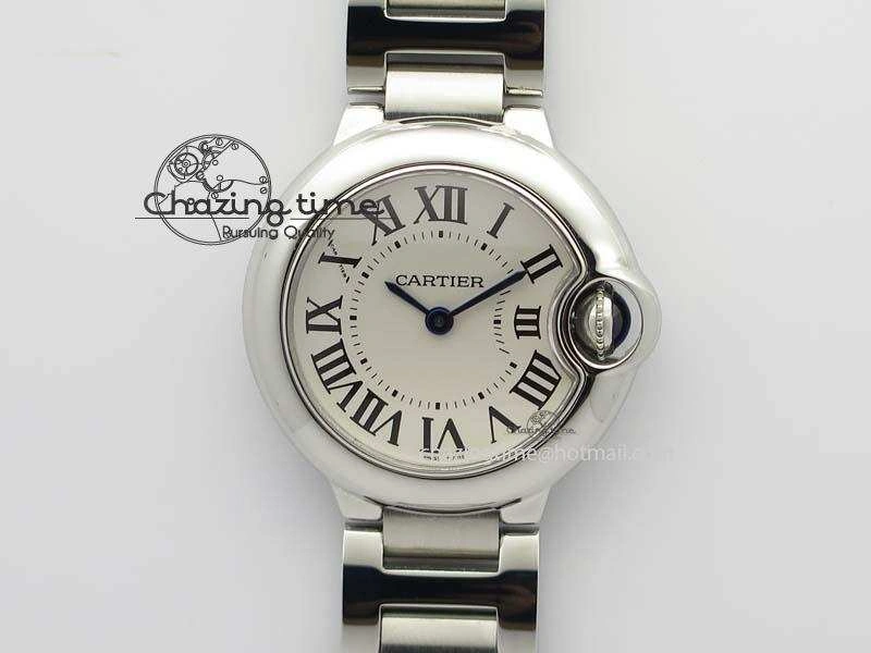 Ballon Bleu 28mm Ladies SS V6F 1:1 Best Edition White Dial On SS Bracelet Ronda Quartz V Flexible 6334