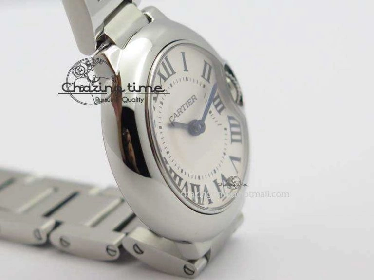 Ballon Bleu 28mm Ladies SS V6F 1:1 Best Edition White Dial On SS Bracelet Ronda Quartz V Flexible 6334
