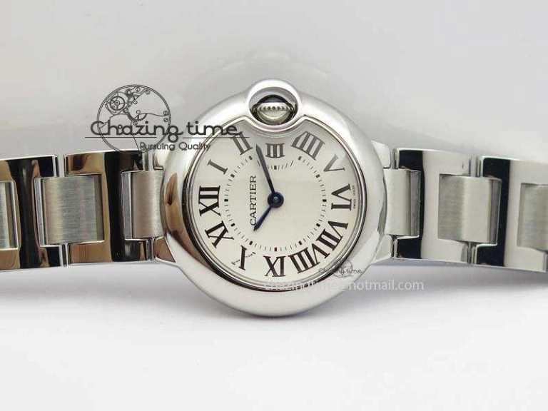 Ballon Bleu 28mm Ladies SS V6F 1:1 Best Edition White Dial On SS Bracelet Ronda Quartz V Flexible 6334