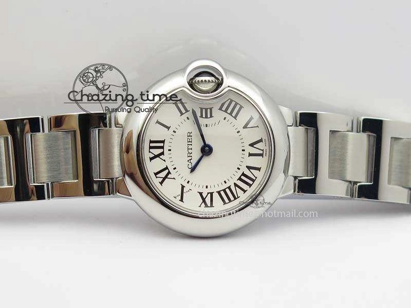 Ballon Bleu 28mm Ladies SS V6F 1:1 Best Edition White Dial On SS Bracelet Ronda Quartz V Flexible 6334