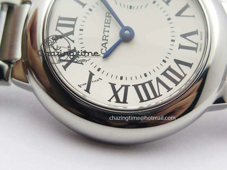 Ballon Bleu 28mm Ladies SS V6F 1:1 Best Edition White Dial On SS Bracelet Ronda Quartz V Flexible 6334