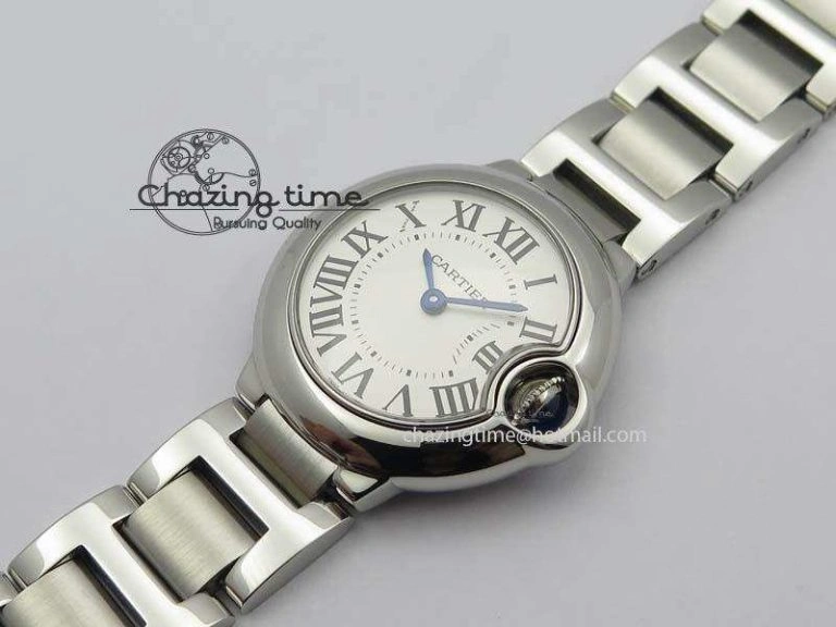 Ballon Bleu 28mm Ladies SS V6F 1:1 Best Edition White Dial On SS Bracelet Ronda Quartz V Flexible 6334