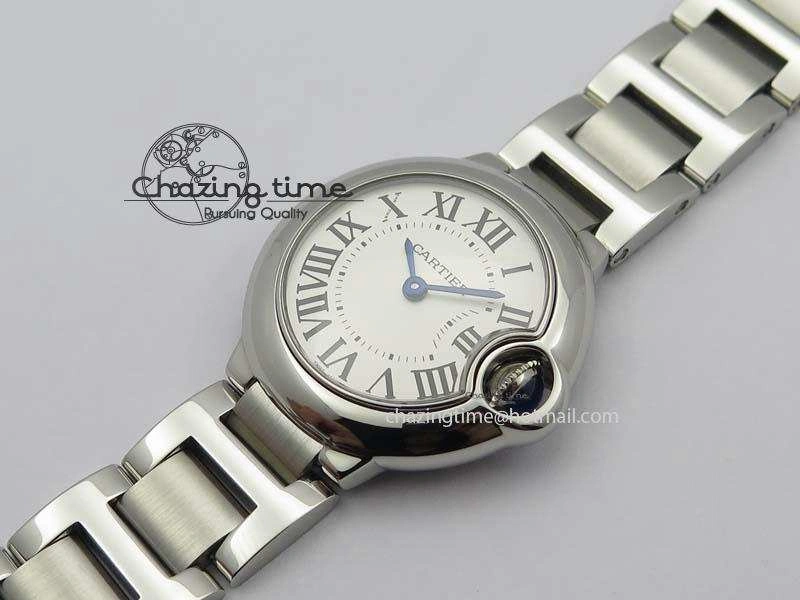 Ballon Bleu 28mm Ladies SS V6F 1:1 Best Edition White Dial On SS Bracelet Ronda Quartz V Flexible 6334