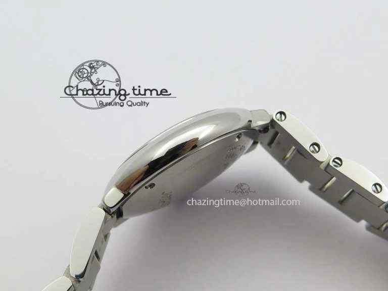 WrinkleFree Ballon Bleu 28mm Ladies V6F SS Diamonds Markers Pink MOP Dial On SS Bracelet Ronda Quartz 6341