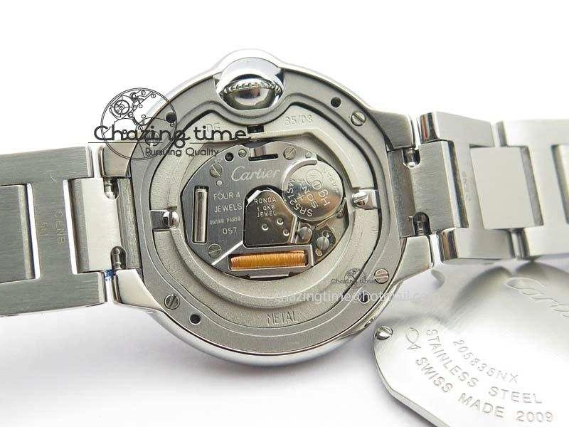 WrinkleFree Ballon Bleu 28mm Ladies V6F SS Diamonds Markers Pink MOP Dial On SS Bracelet Ronda Quartz 6341