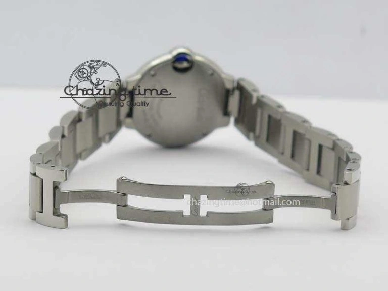 WrinkleFree Ballon Bleu 28mm Ladies V6F SS Diamonds Markers Pink MOP Dial On SS Bracelet Ronda Quartz 6341
