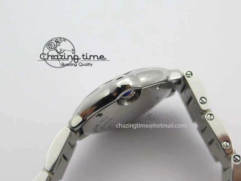 Breathable Ballon Bleu 28mm Ladies V6F SS Diamonds Markers White MOP Dial On SS Bracelet Ronda Quartz 10780