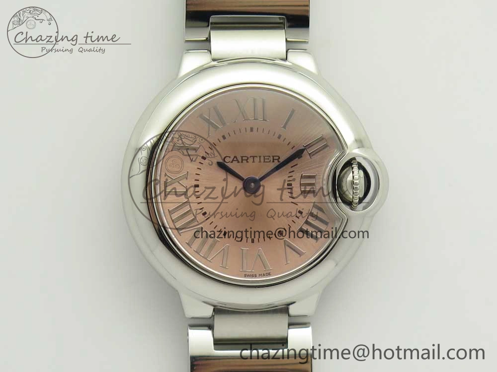 Minimalist Ballon Bleu 28mm SS AF 1:1 Best Edition Pink Dial on SS Bracelet Ronda Quartz 10580
