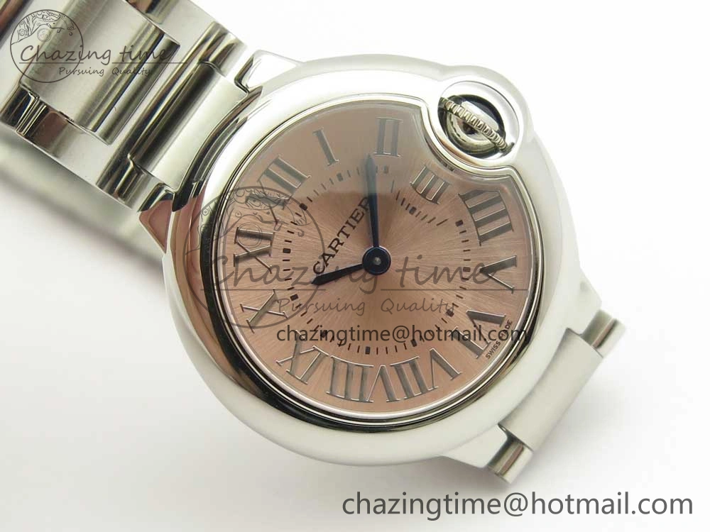 Minimalist Ballon Bleu 28mm SS AF 1:1 Best Edition Pink Dial on SS Bracelet Ronda Quartz 10580