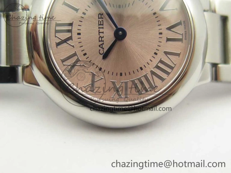 Minimalist Ballon Bleu 28mm SS AF 1:1 Best Edition Pink Dial on SS Bracelet Ronda Quartz 10580