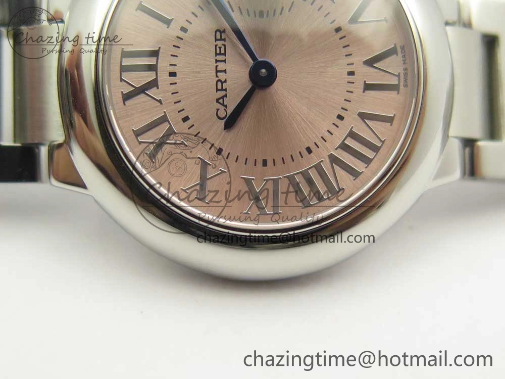 Minimalist Ballon Bleu 28mm SS AF 1:1 Best Edition Pink Dial on SS Bracelet Ronda Quartz 10580
