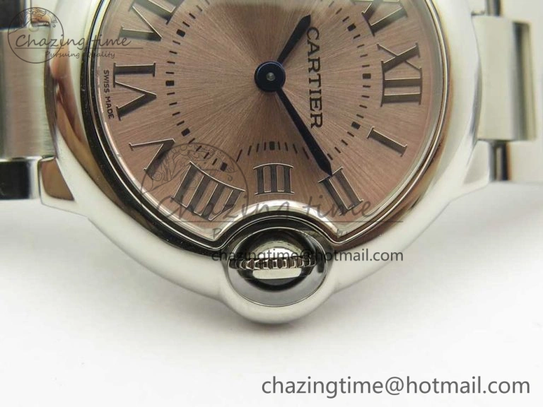 Minimalist Ballon Bleu 28mm SS AF 1:1 Best Edition Pink Dial on SS Bracelet Ronda Quartz 10580