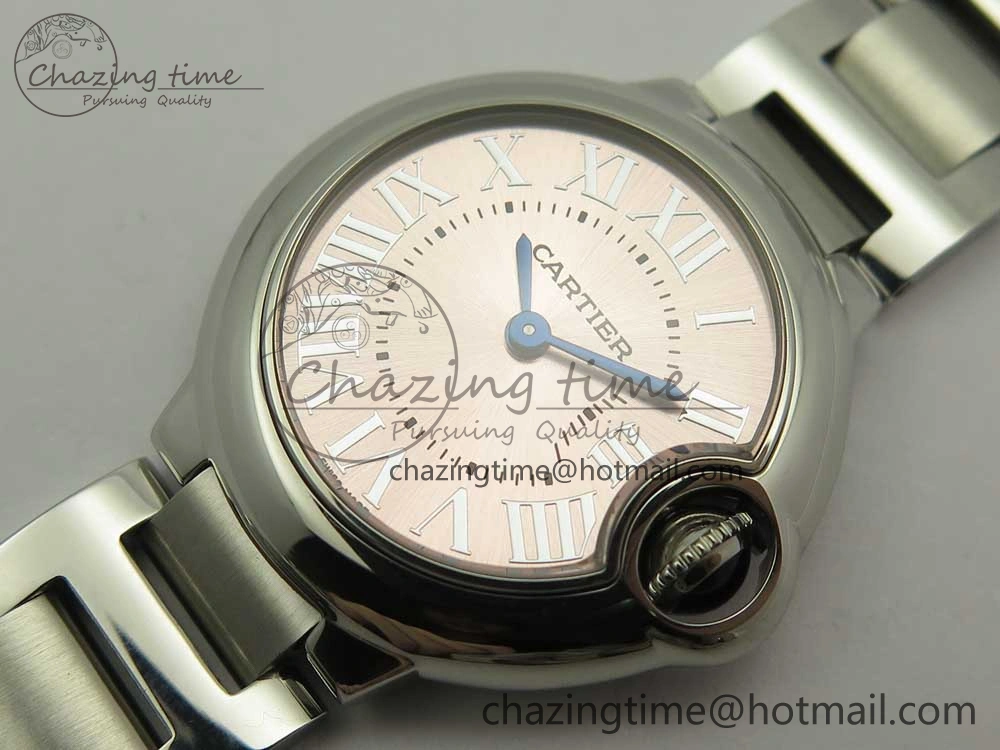 Minimalist Ballon Bleu 28mm SS AF 1:1 Best Edition Pink Dial on SS Bracelet Ronda Quartz 10580