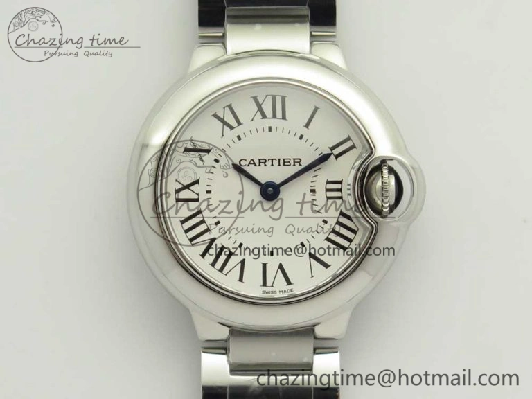 Stretchable Ballon Bleu 28mm SS AF 1:1 Best Edition White Dial on SS Bracelet Ronda Quartz 6134