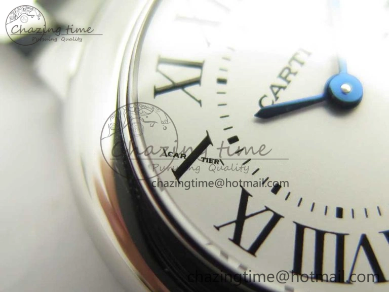 Stretchable Ballon Bleu 28mm SS AF 1:1 Best Edition White Dial on SS Bracelet Ronda Quartz 6134