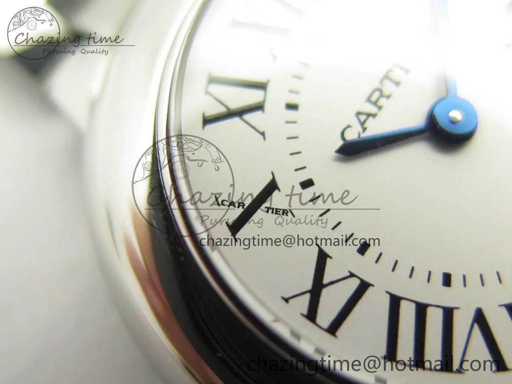 Stretchable Ballon Bleu 28mm SS AF 1:1 Best Edition White Dial on SS Bracelet Ronda Quartz 6134