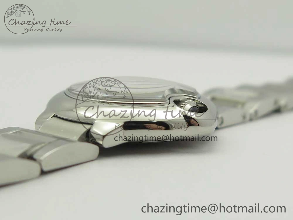 Stretchable Ballon Bleu 28mm SS AF 1:1 Best Edition White Dial on SS Bracelet Ronda Quartz 6134