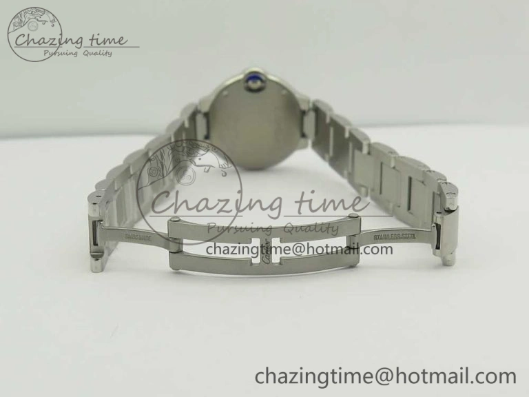 Stretchable Ballon Bleu 28mm SS AF 1:1 Best Edition White Dial on SS Bracelet Ronda Quartz 6134