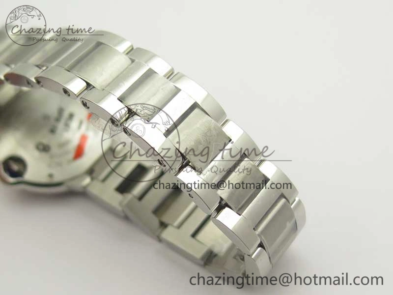 Ballon Bleu 28mm SS V6F 1:1 Best Edition White Dial Diamonds Bezel On SS Bracelet Ronda Quartz HighQuality 6230