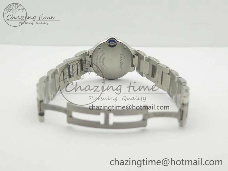 Ballon Bleu 28mm SS V6F 1:1 Best Edition White Dial Diamonds Bezel On SS Bracelet Ronda Quartz HighQuality 6230
