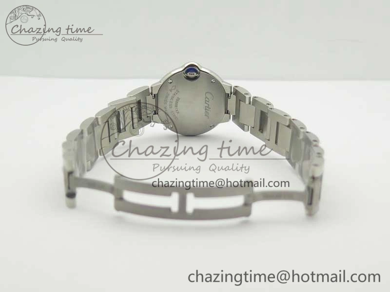 Ballon Bleu 28mm SS V6F 1:1 Best Edition White Dial Diamonds Bezel On SS Bracelet Ronda Quartz HighQuality 6230