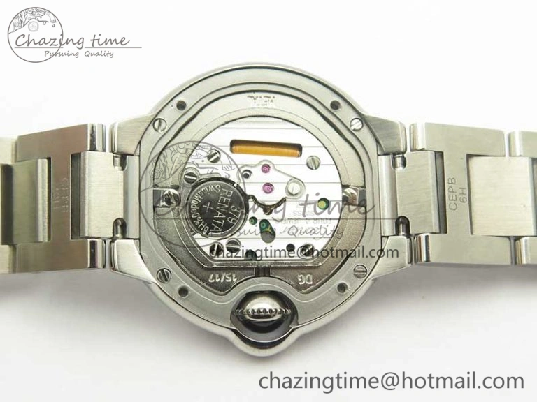 Ballon Bleu 28mm SS V6F 1:1 Best Edition White Dial Diamonds Bezel On SS Bracelet Ronda Quartz HighQuality 6230