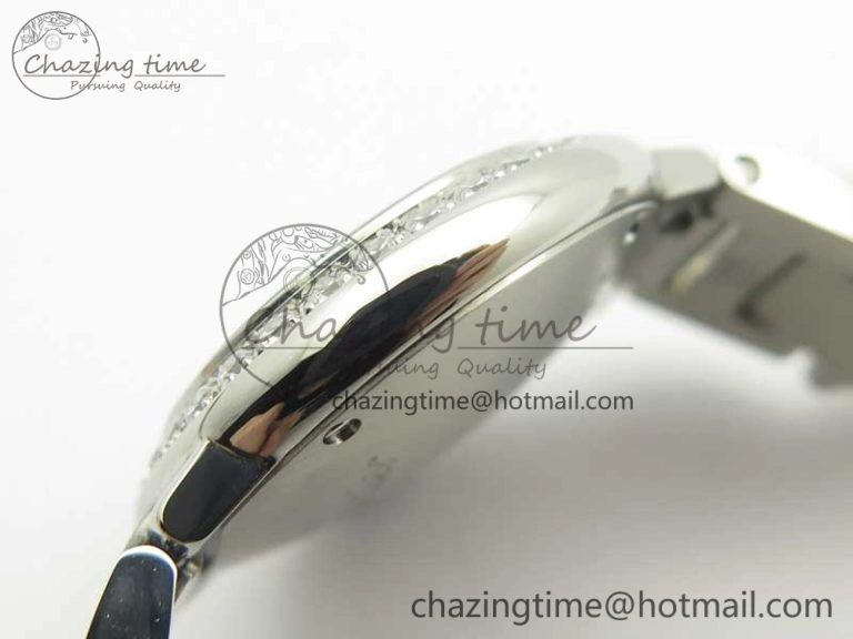 Ballon Bleu 28mm SS V6F 1:1 Best Edition White Dial Diamonds Bezel On SS Bracelet Ronda Quartz HighQuality 6230