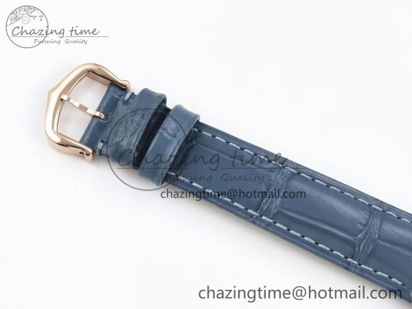 Ballon Bleu 33mm RG AF 1:1 Best Edition RG Dial Diamonds Bezel on Blue Leather Strap SEIKO NH05A Thermal 6040