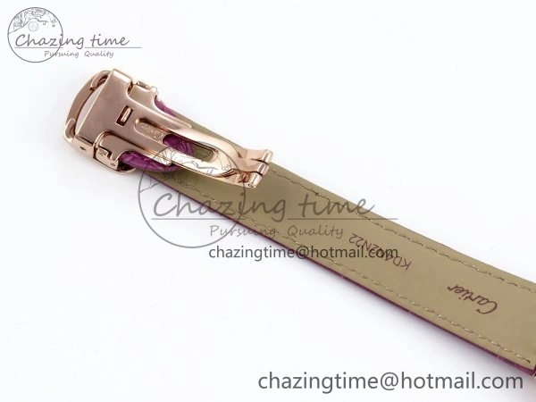 Ballon Bleu 33mm RG AF 1:1 Best Edition Silver Dial Diamonds Bezel on Purple Leather Strap SEIKO NH05A Casual 6037